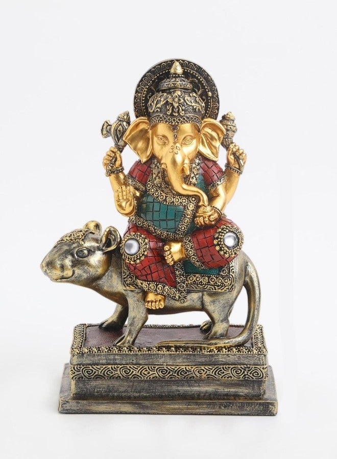 VIVARS Multicolor polyresin Ganesha with mushak Idol for Home Decor - Ganesha Idols for Office or House Warming Gifts - Home Decor Items Gift for House Warming Ceremony - Image 5